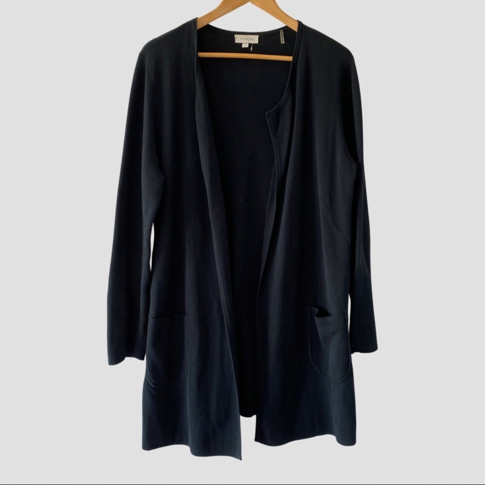 KINROSS Black Open Cotton Long Sleeve Cardigan M ($355)